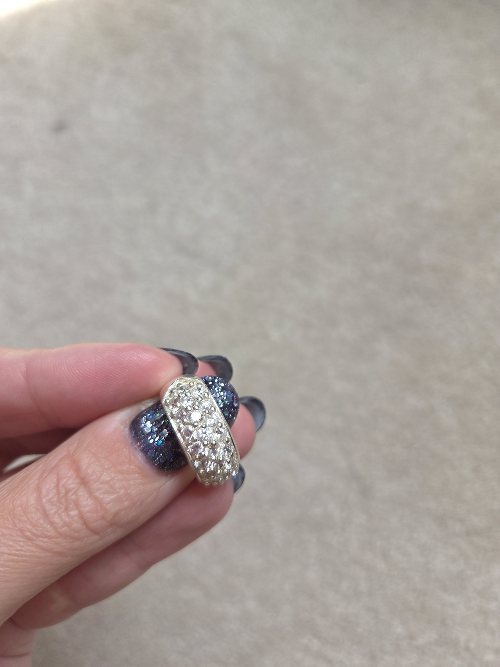Crystal Pavé Dome Ring Silver